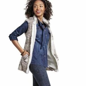 Cabi Waterfront Chambray Denim Tie Neck Cotton Modal Long Sleeve Fitted Shirt XS
